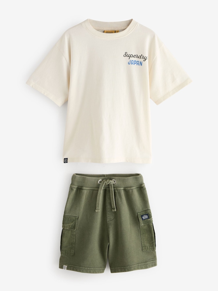 Superdry Khaki/White Tiger Printed Set - Image 6 of 10