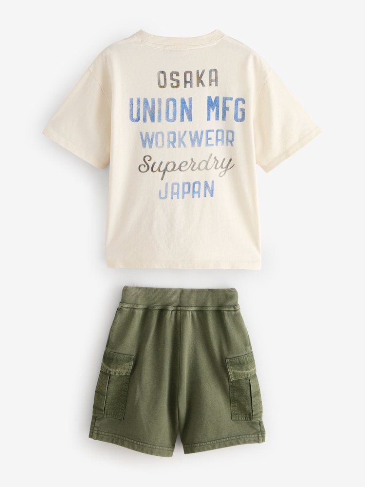 Superdry Khaki/White Tiger Printed Set - Image 7 of 10