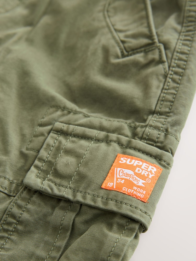 Superdry Khaki Green Cargo Shorts - Image 3 of 5