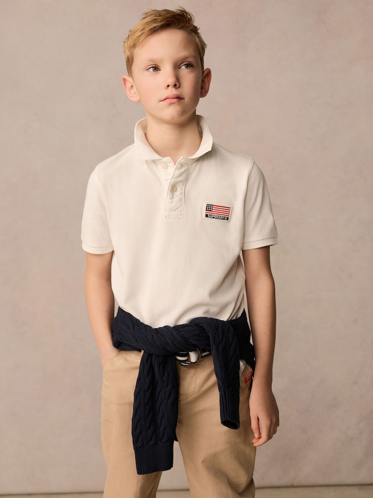 Superdry White Classic Flag Polo Shirt - Image 1 of 7