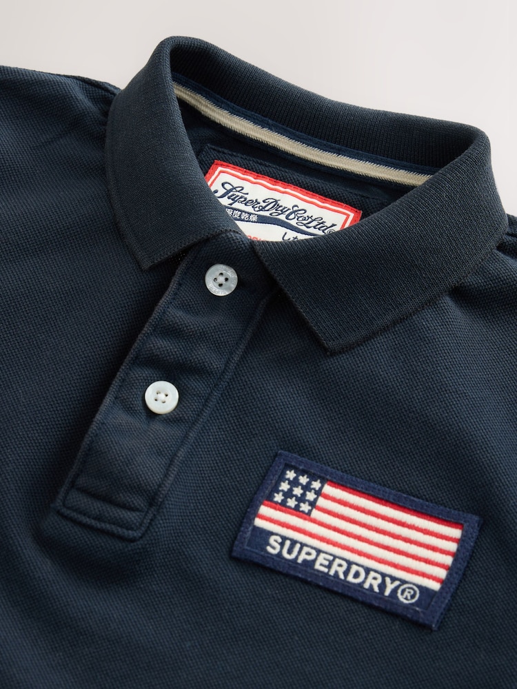 Superdry Navy Classic Flag Polo Shirt - Image 7 of 9