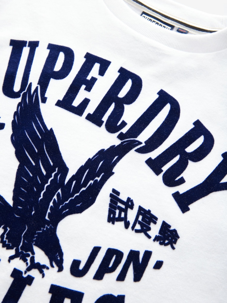 Superdry White/Blue Workwear Printed Cotton T-Shirt - Image 7 of 8