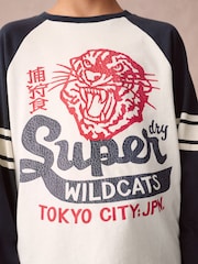 Superdry Navy/White Tiger Print Long Sleeve T-Shirt - Image 3 of 9