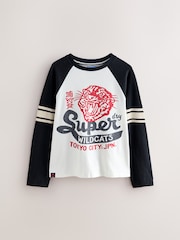 Superdry Navy/White Tiger Print Long Sleeve T-Shirt - Image 5 of 9