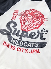 Superdry Navy/White Tiger Print Long Sleeve T-Shirt - Image 7 of 9