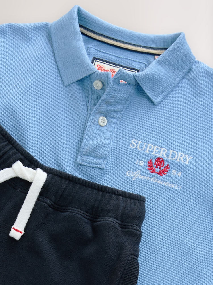 Superdry Blue Embroidery Polo Set - Image 9 of 12