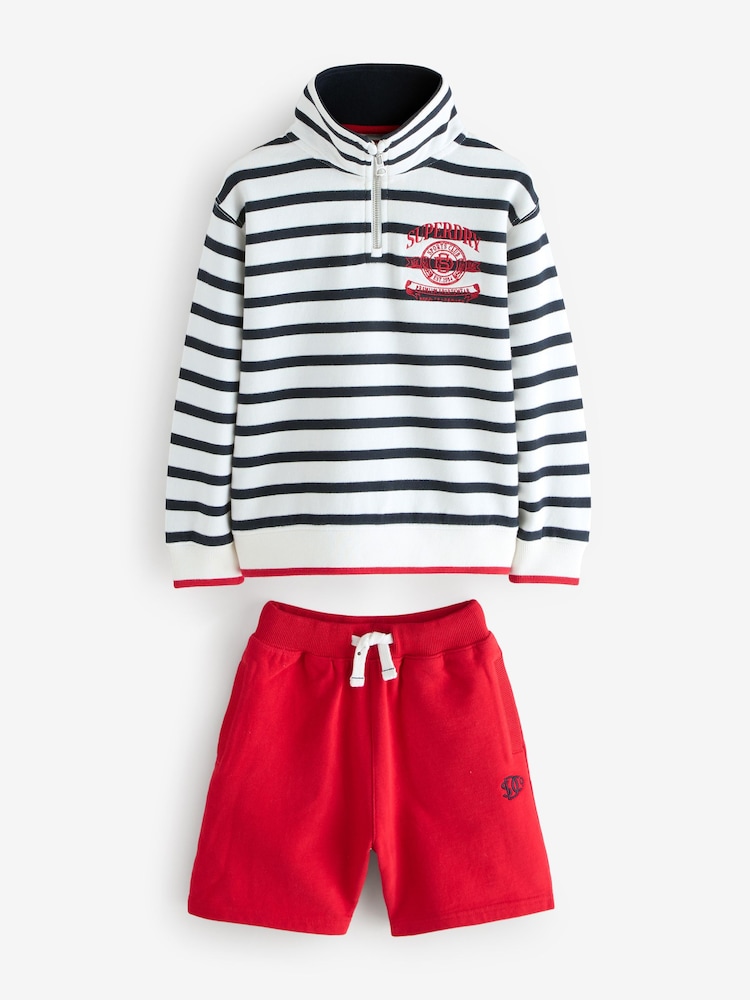 Superdry Red/Blue Sweatshirt and Joggers Set - Image 6 of 12