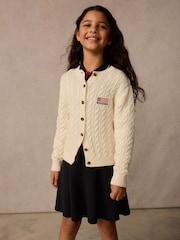 Superdry White Cable Knit Cardigan - Image 1 of 7