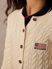 Superdry White Cable Knit Cardigan - Image 3 of 7