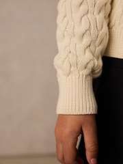 Superdry White Cable Knit Cardigan - Image 4 of 7