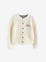 Superdry White Cable Knit Cardigan - Image 5 of 7
