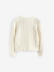Superdry White Cable Knit Cardigan - Image 6 of 7