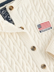 Superdry White Cable Knit Cardigan - Image 7 of 7