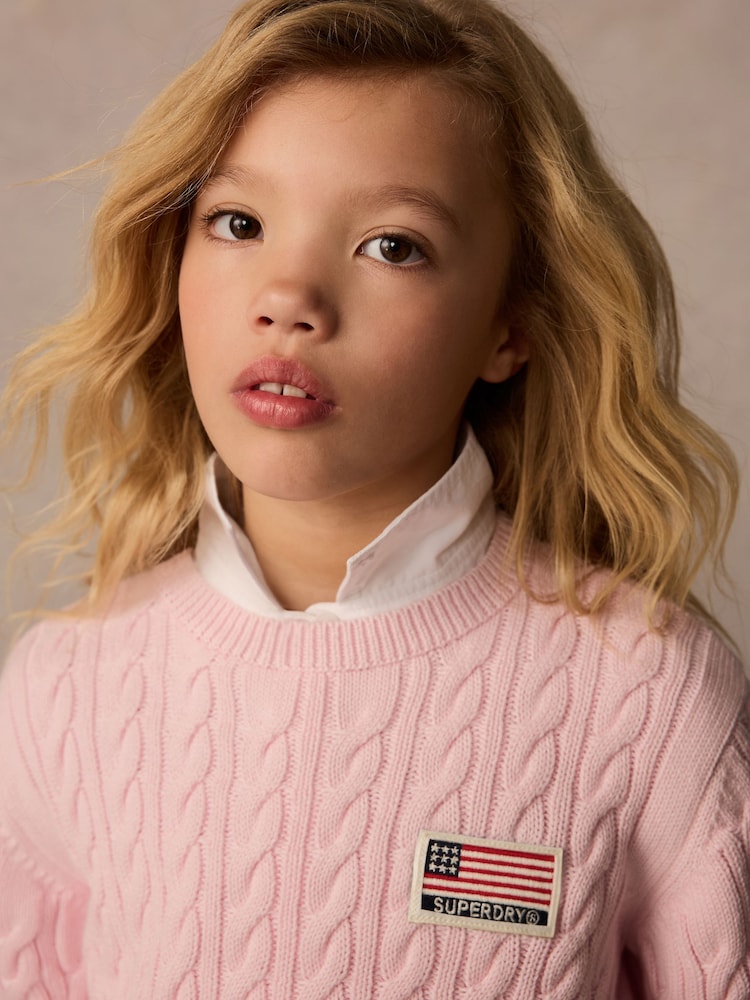 Superdry Pink Cable Knit Jumper - Image 3 of 8