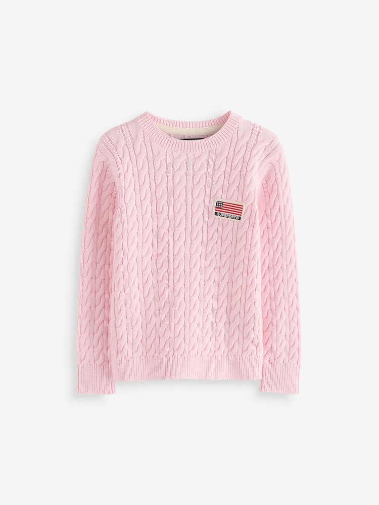 Superdry Pink Cable Knit Jumper - Image 5 of 8