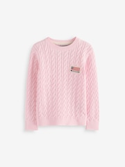 Superdry Pink Cable Knit Jumper - Image 6 of 9