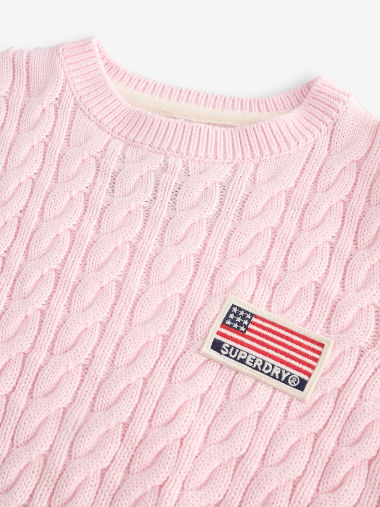 Superdry Pink Cable Knit Jumper - Image 7 of 8