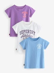 أرجواني/أبيض - حزمة من 3 تيشرتات من Superdry - صورة 1 من 7