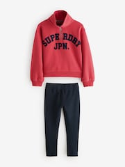 Superdry Red Japan Half Zip Top And Leggings Set - Image 6 of 11