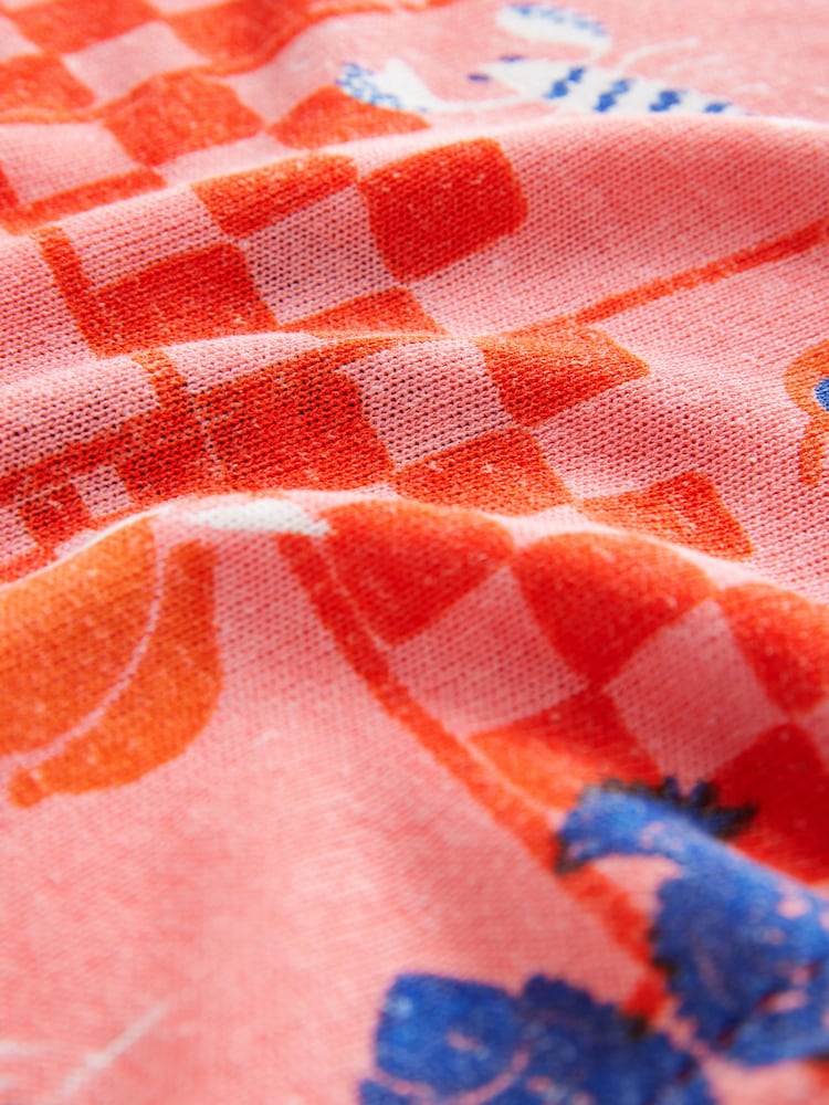 Rosa con estampado marino - Short Sleeve Crew Neck T-Shirt With Linen - Imagen 6 de 6 Rosa con estampado marino - Short Sleeve Crew Neck T-Shirt With Linen - Imagen 6 de 6