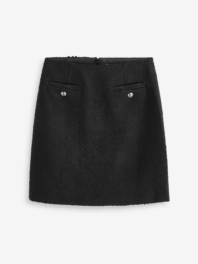 LK Bennett Black Charlie Cotton Blend Tweed Skirt - Image 2 of 2
