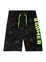 Harry Bear Black Gamer Swim Shorts - Image 1 of 2