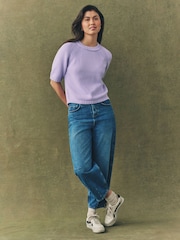 Morado lila - 100% Cotton Knitted Short Sleeve Top - Imagen 4 de 8