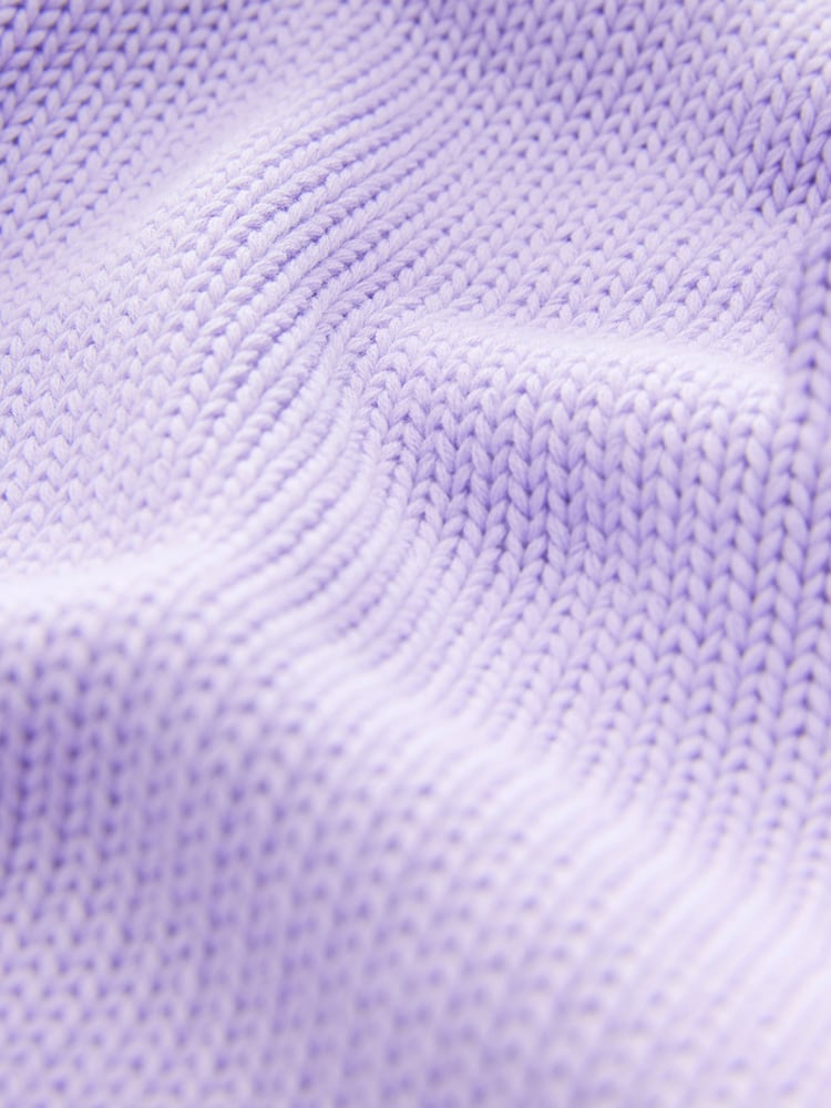Purple Lilac 100% Cotton Knitted Short Sleeve Top - Image 7 of 8