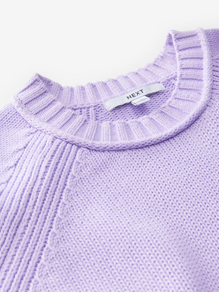 Morado lila - 100% Cotton Knitted Short Sleeve Top - Imagen 8 de 8