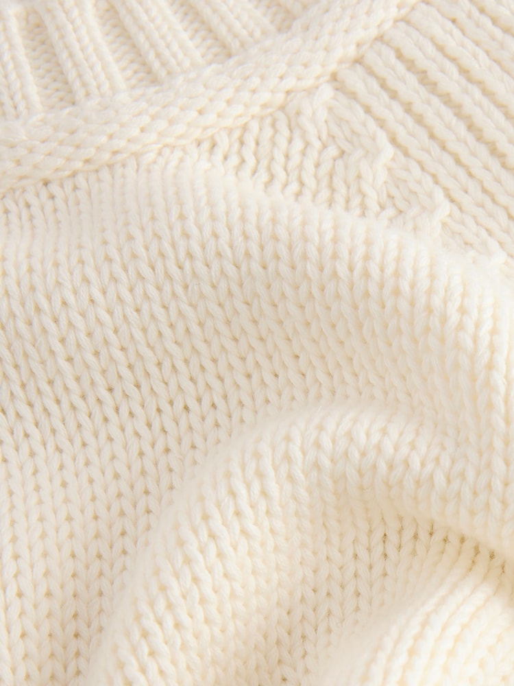White Ecru 100% Cotton Knitted Short Sleeve Top - Image 7 of 8