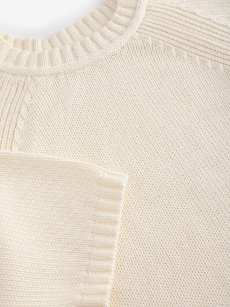 Blanco crudo - 100% Cotton Knitted Short Sleeve Top - Imagen 8 de 8
