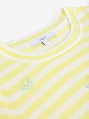 Raya amarilla con limas bordadas - Short Sleeve Crew Neck T-Shirt With Frill Edge Detail - Imagen 8 de 8