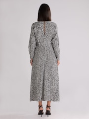 Ro&Zo Black Mono Dalmatian Print Batwing Sleeve Midaxi Dress - Image 4 of 4