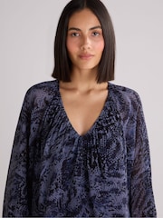Ro&Zo Blue Snake Print Blouson Sleeve Blouse - Image 3 of 5