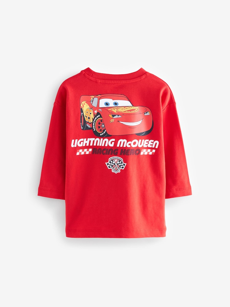 Red Long Sleeve 100% Cotton Cars T-Shirt (9mths-8yrs) - Image 2 of 4
