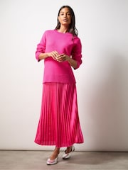 Ro&Zo Pink Pleated Midi Skirt - Image 1 of 3