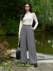Ro&Zo Grey Herringbone Wide Leg Trousers - Image 1 of 5