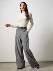 Ro&Zo Grey Herringbone Wide Leg Trousers - Image 2 of 5