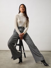 Ro&Zo Grey Herringbone Wide Leg Trousers - Image 4 of 5