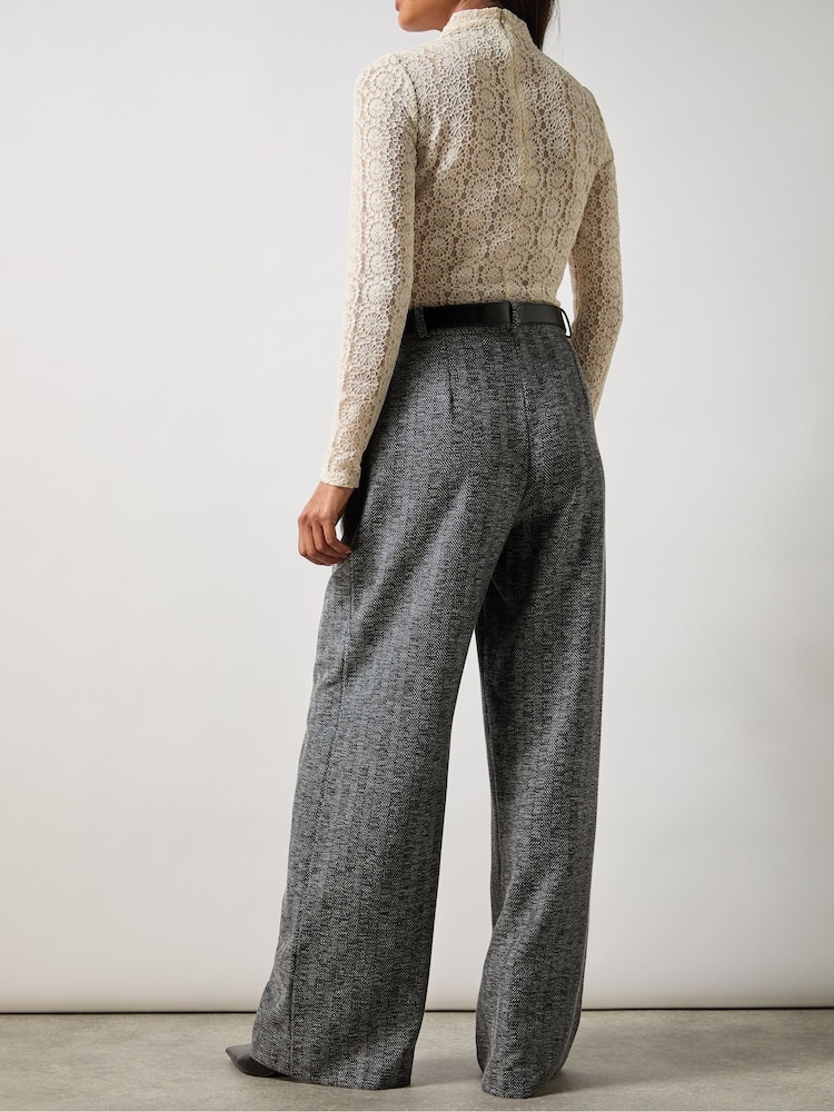 Ro&Zo Grey Herringbone Wide Leg Trousers - Image 5 of 5