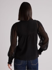 Ro&Zo Black Dobby Trim Insert Blouse - Image 4 of 4