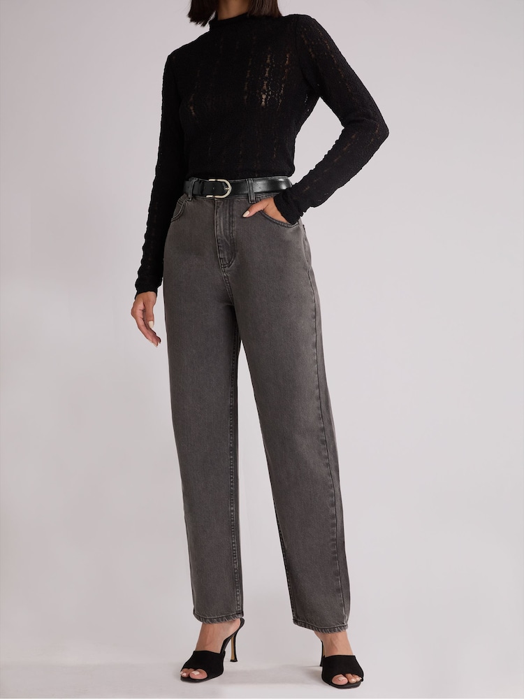 Ro&Zo Grey Straight 100% Cotton Jeans - Image 1 of 3