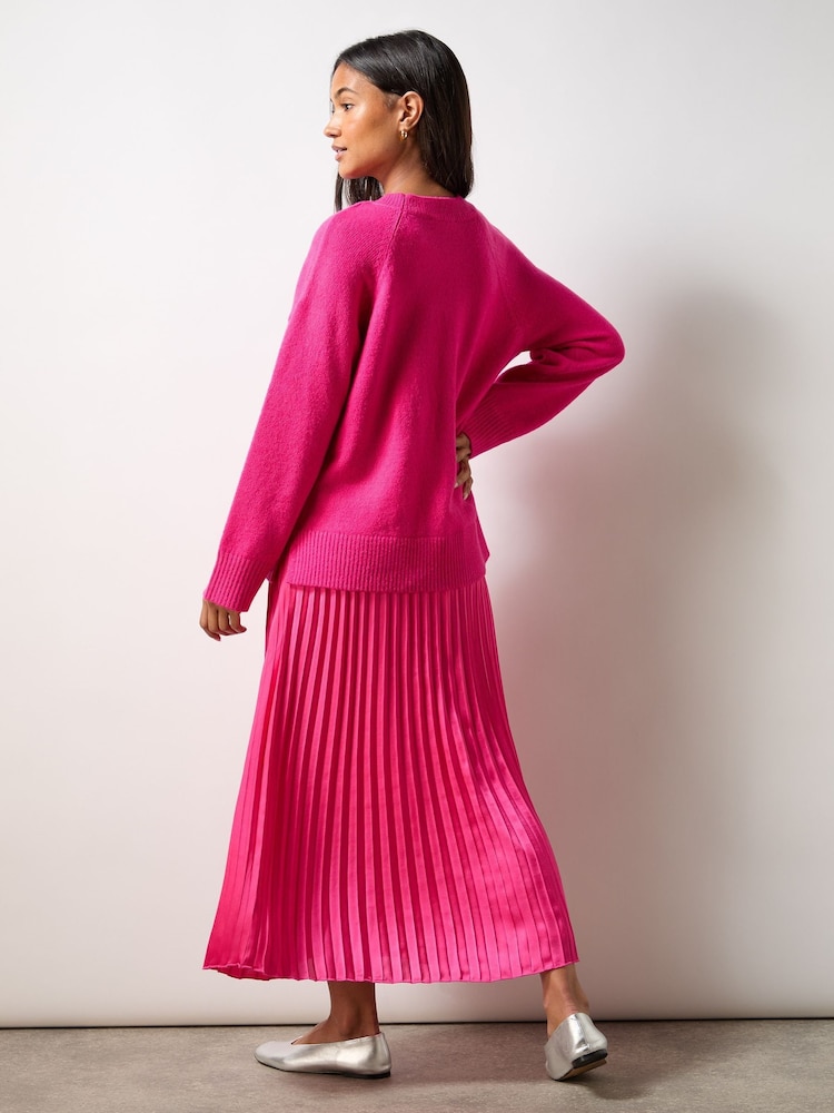 Ro&Zo Pink Petite Pleated Midi Skirt - Image 3 of 3 Ro&Zo Pink Petite Pleated Midi Skirt - Image 3 of 3