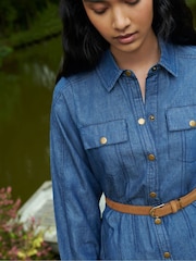 Ro&Zo Blue Long Sleeve Denim Shirt 100% Cotton Dress - Image 2 of 6