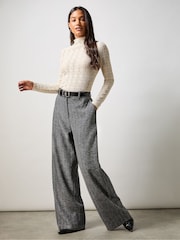 Ro&Zo Grey Herringbone Wide Leg Trousers - Image 1 of 4