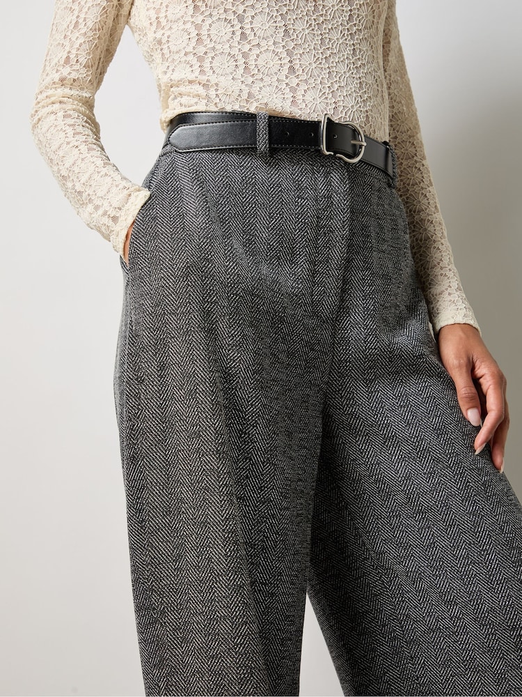 Ro&Zo Grey Herringbone Wide Leg Trousers - Image 2 of 4