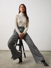 Ro&Zo Grey Herringbone Wide Leg Trousers - Image 3 of 4