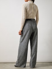 Ro&Zo Grey Herringbone Wide Leg Trousers - Image 4 of 4