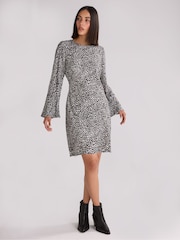 Ro&Zo Black Petite Mono Dalmatian Print Mini Dress - Image 1 of 3