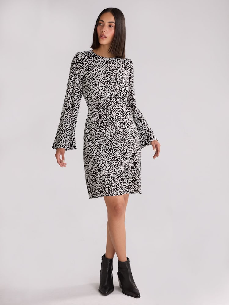 Ro&Zo Black Petite Mono Dalmatian Print Mini Dress - Image 1 of 3